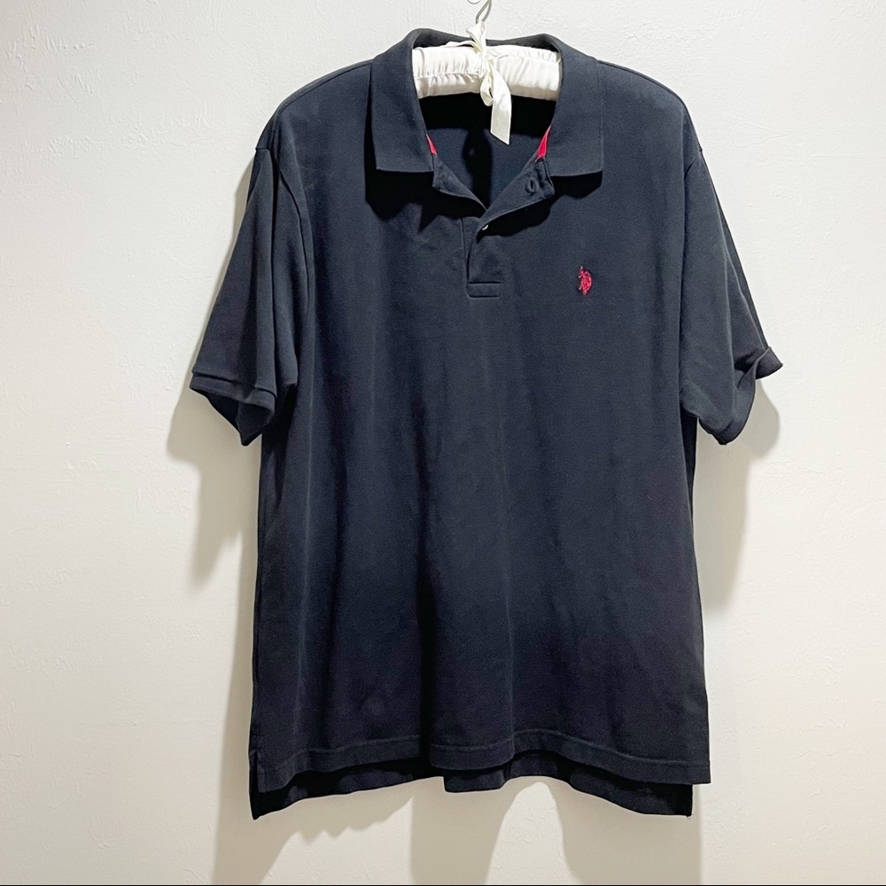 US Pollo Assn. Men’s Big & Tall Black Short Sleeve Pony Polo Shirt